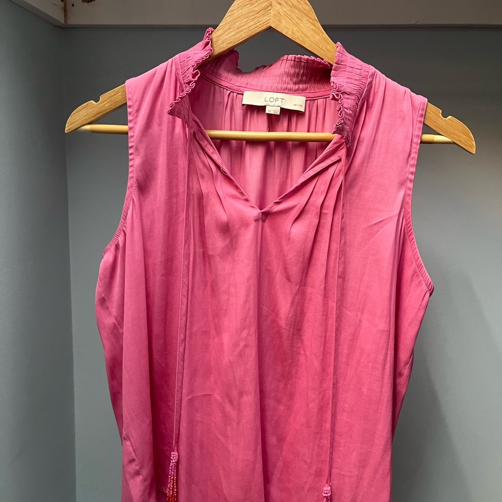 LOFT Vibrant Pink Sleeveless Blouse